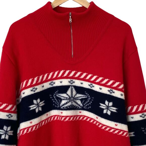 BOGNER Men's 100% Virgin Wool Nordic 1/4 Zip Knit Ski Sweater, Size 42/Large - Picture 5 of 12